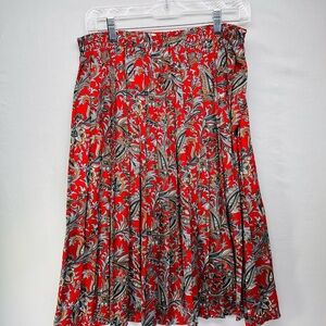 Alfred Dunner Red Paisley A-Line Skirt
